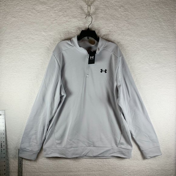 Under Armour Sweatshirt Men's 2XL Gray Polyester 1/4 Zip Fleece Long Sleeve 6722 - Picture 1 of 9